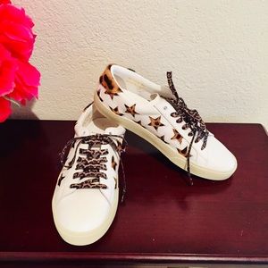 St Laurent Court Classic Leopard Sneakers Leather